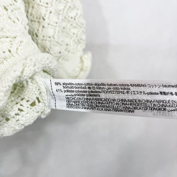 Zara Ivory Open Knit Tie Front Cardigan Ruffle Trim Cottage Boho - Size Small - Picture 5 of 7